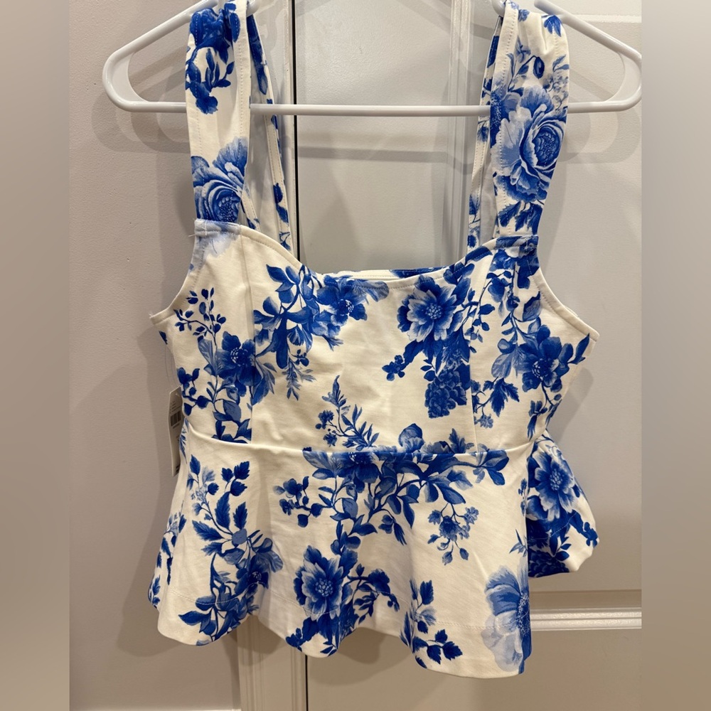 NWT Maeve Square-Neck Peplum Tank Top